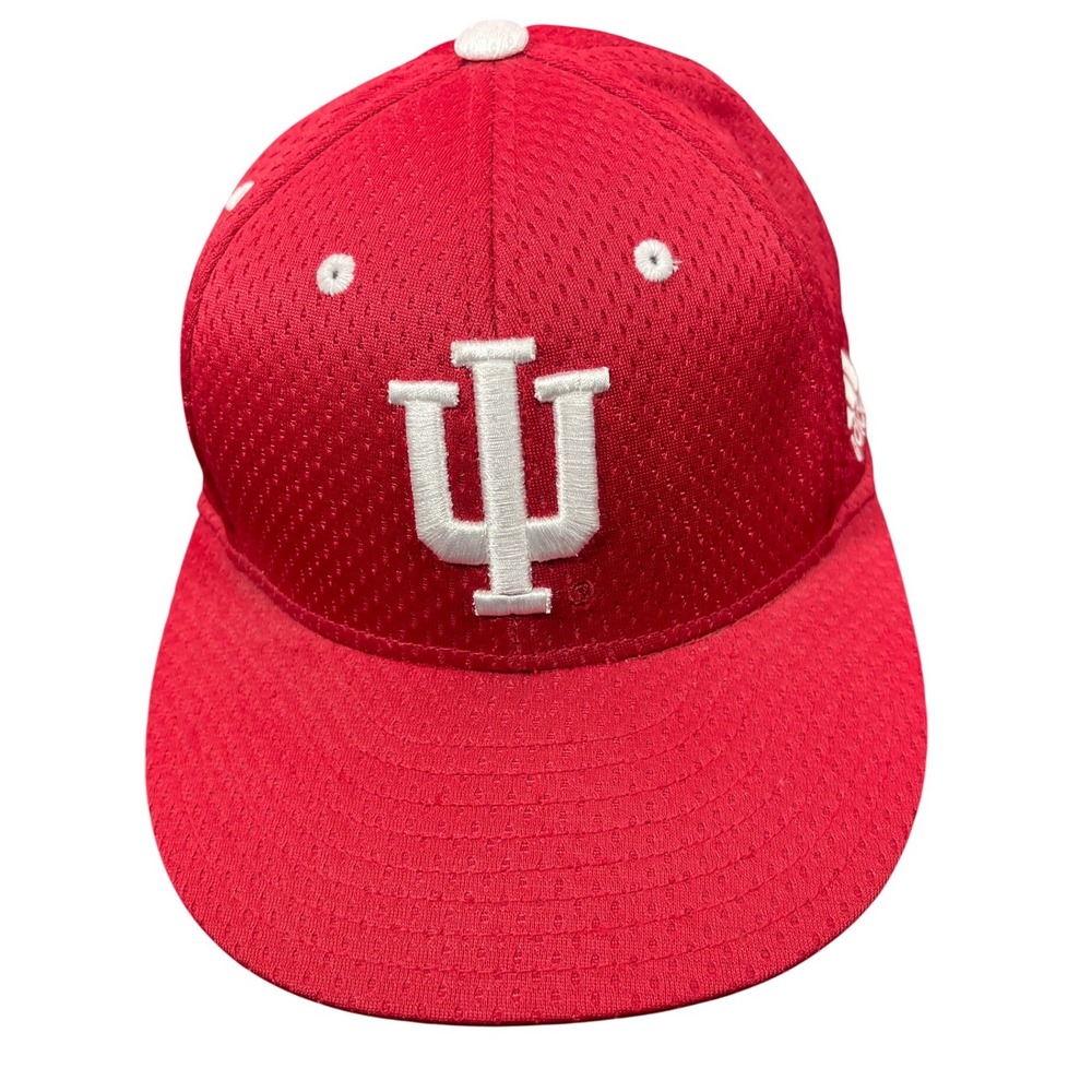 Adidas Indiana University Hoosiers Red Mesh Fitted Hat Size 7 1/4 IU Logo Cap